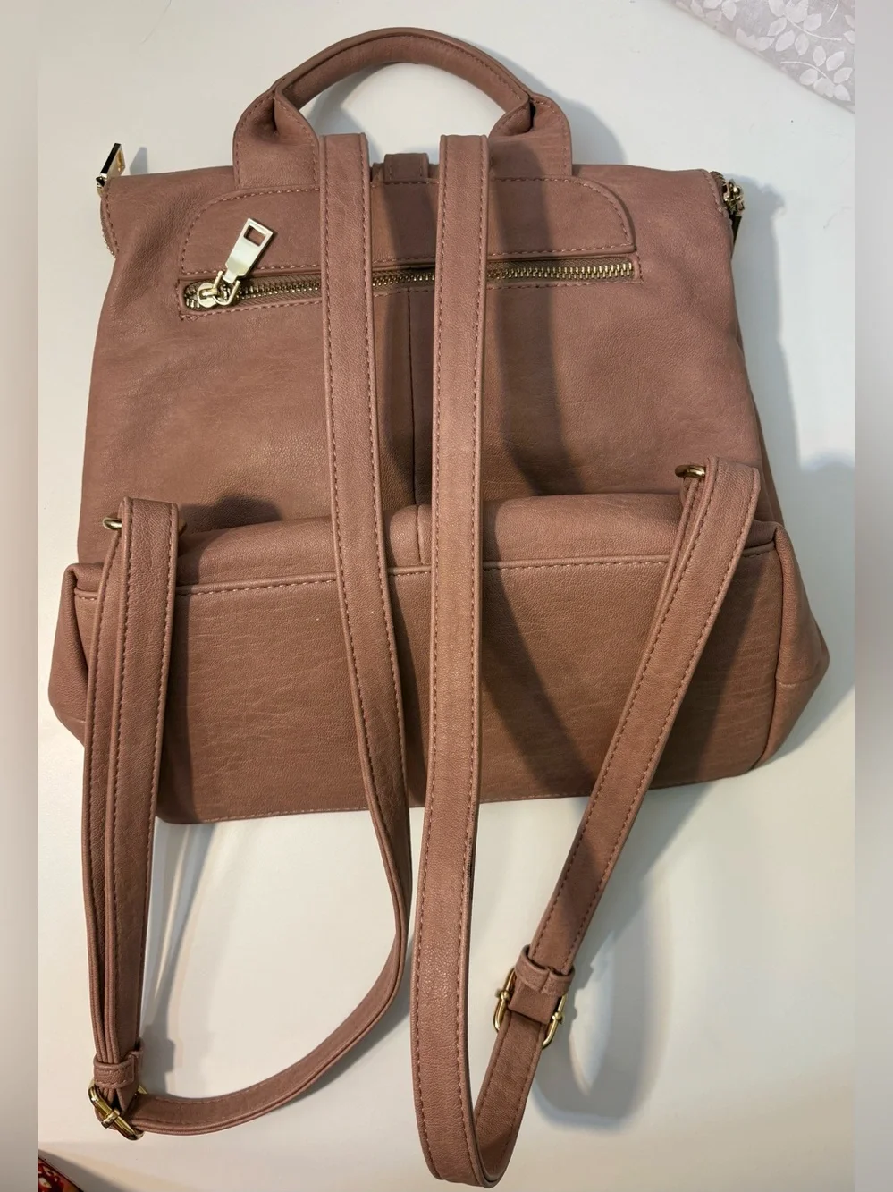 Miztique Blush Pink Vegan Leather Fashion Backpack Gold Hardware Tassel Accent